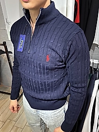 ZEROWEAR - POLO NAKIŞ İŞLEME LOGOLU YARIM FERMUARLI TRİKO